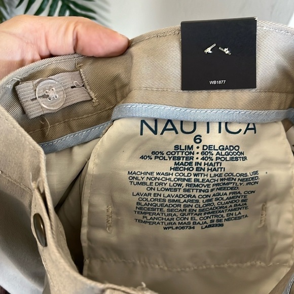 Brand New Nautica Boys School Uniform Khaki Pants Flat Front Adjustable Waist - Picture 15 of 16
